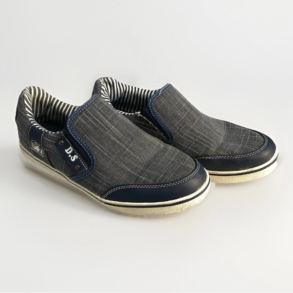 Dream Seek Nautical Blue Slip-On‎ Canvas Mens Shoes Sneakers 8.5 Comfort Travel